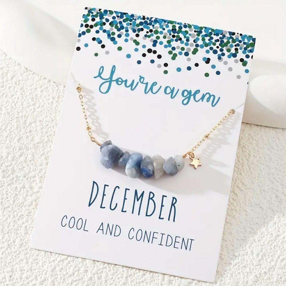Women Natural Tanzanite Gold Tone Necklace December Birthday Gift